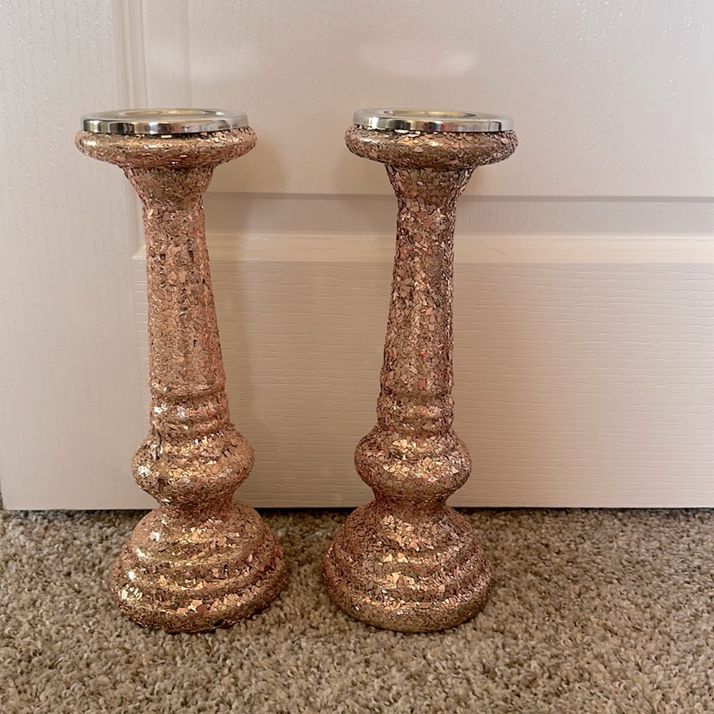 Rose gold candle holders qty 2